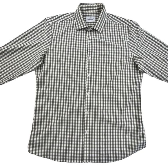 Mizzen + Main Shirt Men XL Gray Check Long Sleeve Collared Stretch Trim Fit - Picture 2 of 12